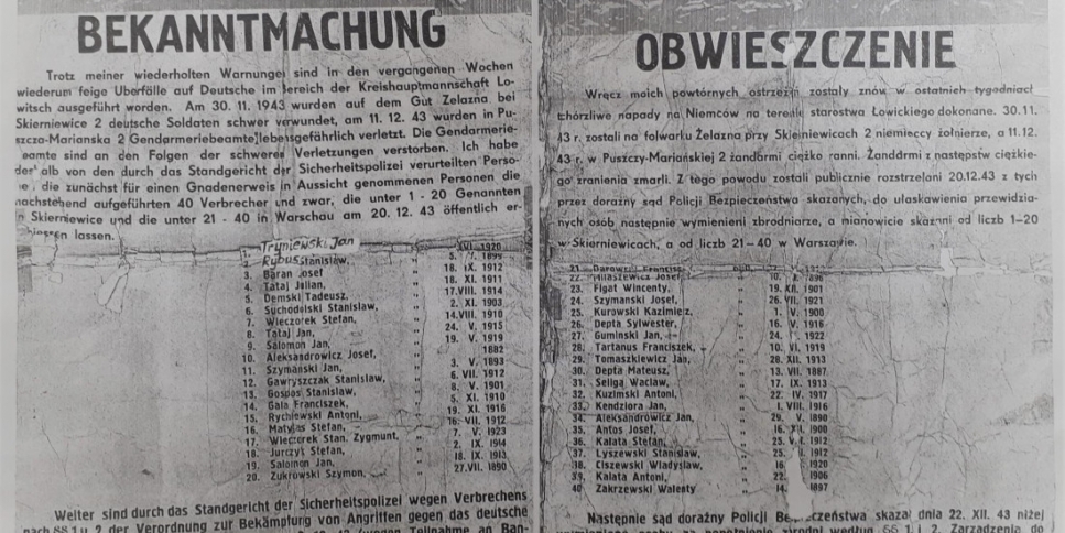 75. rocznica rozstrzelania więźniów Pawiaka w Skierniewicach